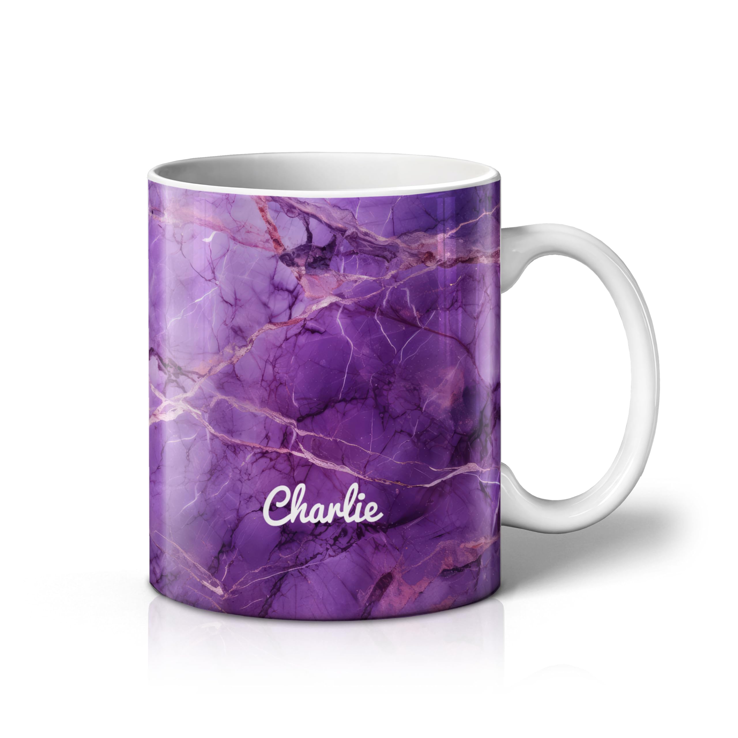 iCaseDesigner Personalised Marble Mug – Custom Name Luxury Agate & Geode Design Cup, Elegant Stone Effect Coffee Mug Gift - 32. Violet Quartz