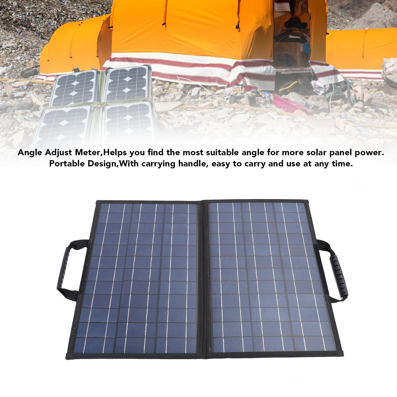 Kit de panneau solaire 80 W chargeur solaire pliable portable avec compteur de réglage d'angle double USB charge rapide pour camping en plein air randonnée silicium polycristallin