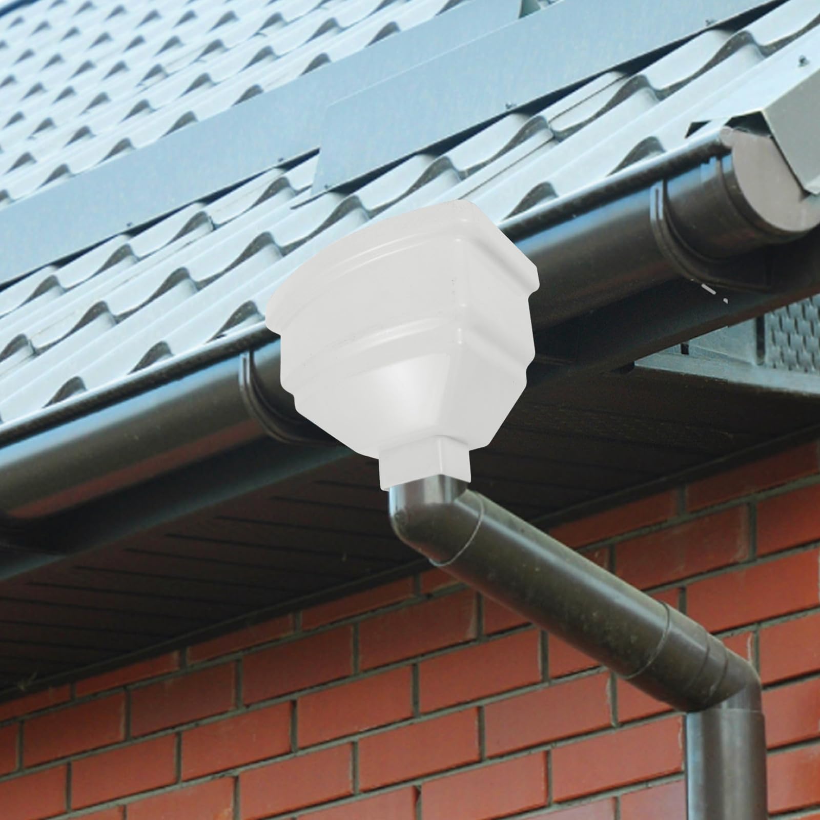 BESPORTBLE Raccoglitore e Raccolta Acqua Piovana Bianco in Pvc Acqua Piovana e Facile da Installare Imbuto Quadrato e Curvo per Grondaie