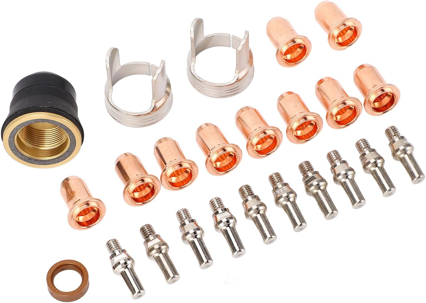 IPT40 Plasma Cutter Consumables Kit 24Pcs Complete Tip Electrode Nozzle Bracket Cover Replacement Parts Set for CUT 55DS Pro & CUT 65DS Plasma Cutting Machine