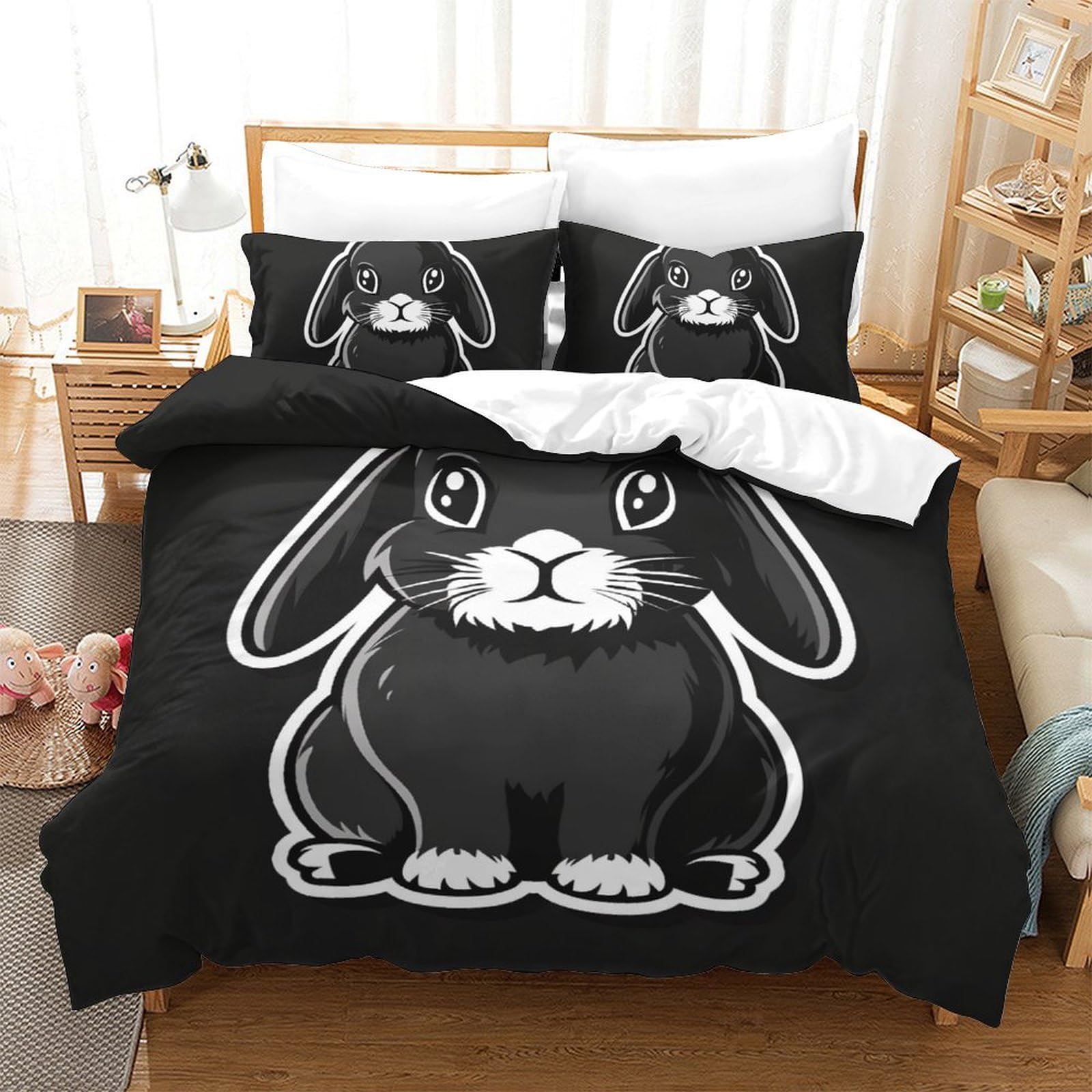 Housse de couette lapin 3D 200x200 cm pour créer un cocon douillet dans la chambre enfant