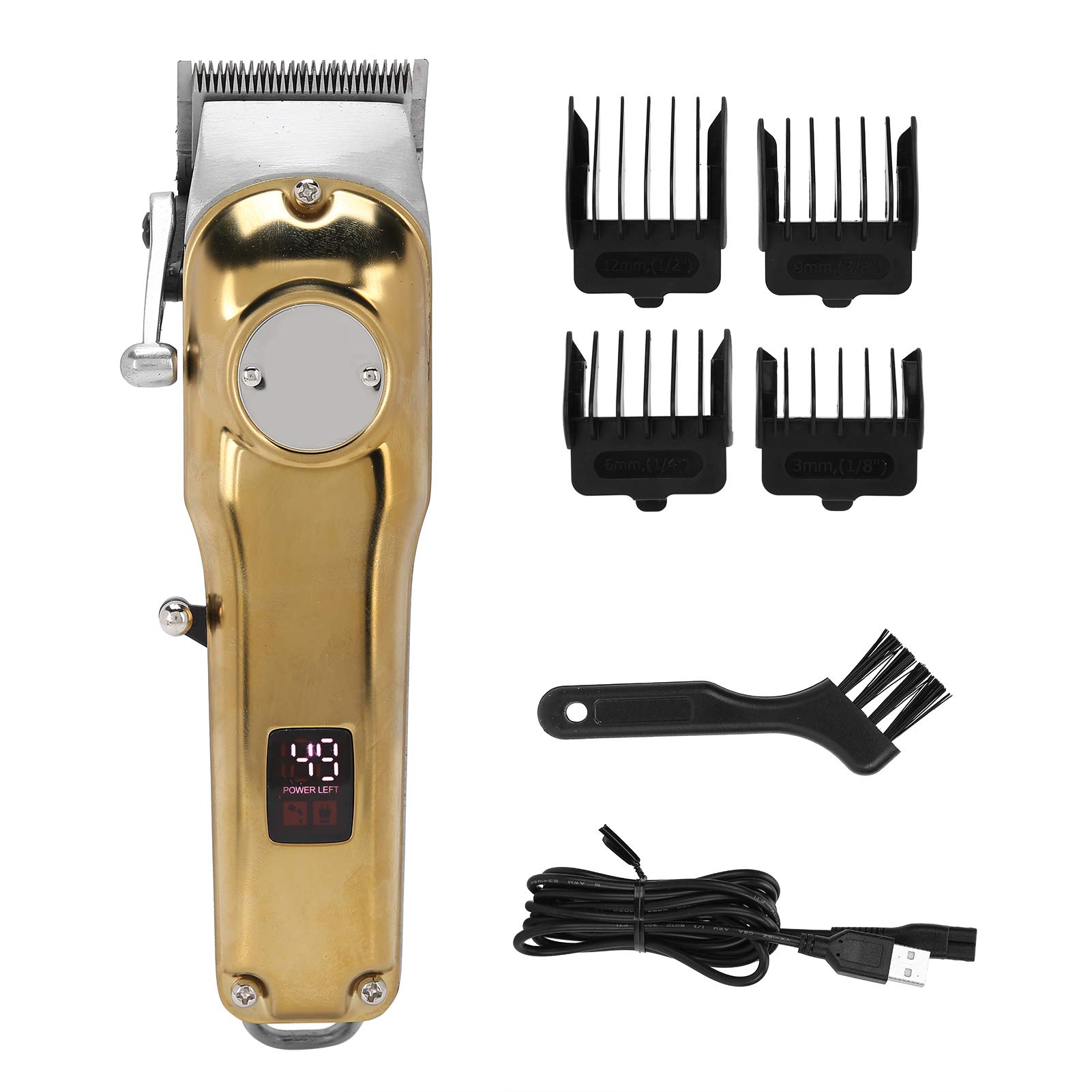 Brrnoo Edelstahl-Haarschneider für Männer | Elektrischer Trimmer mit 2200-mAh-Lithiumbatterie, 200 Min. Laufzeit, 42–55 dB leiser Motor, R-förmiges Sicherheitsmesser