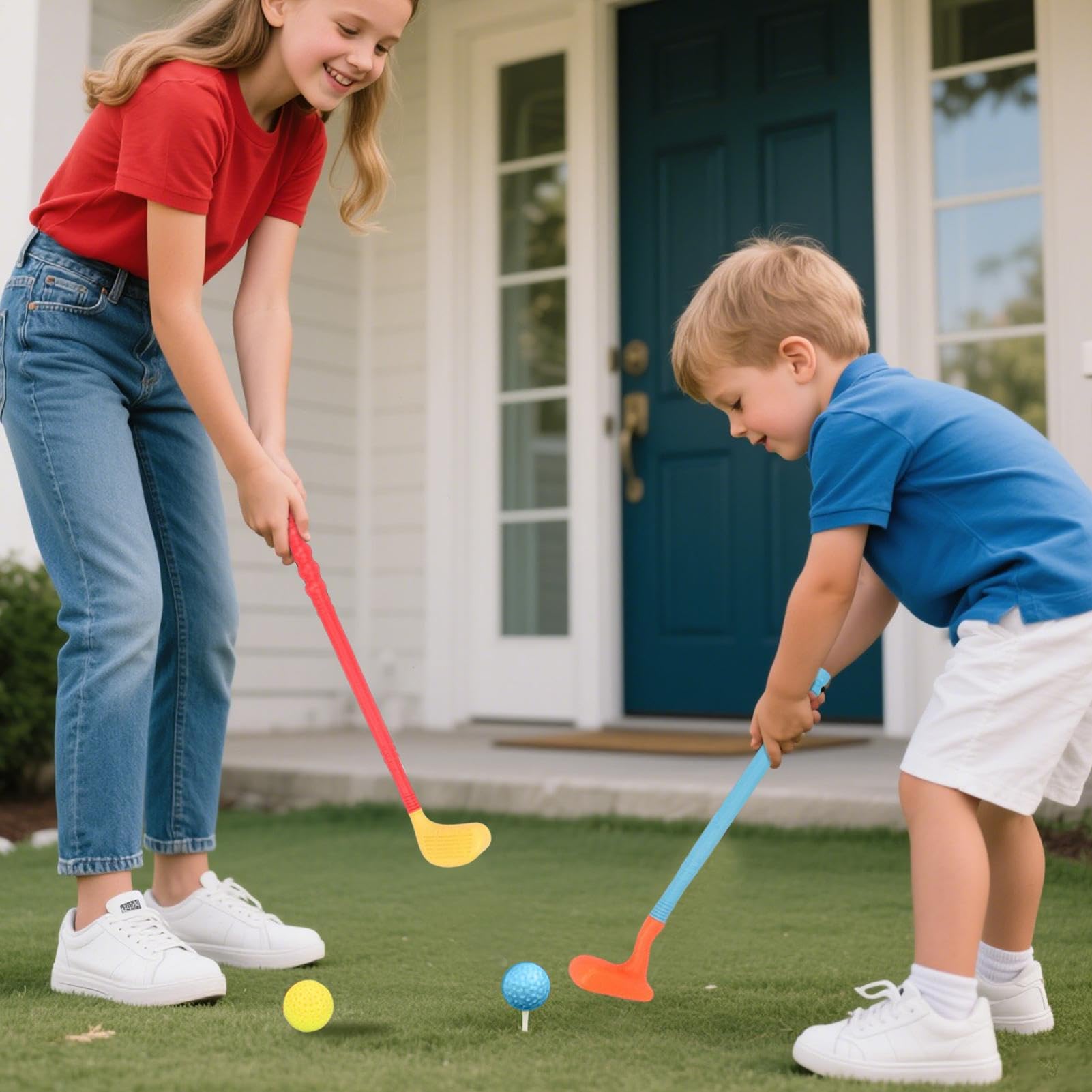 Palos de Golf para niños pequeños, Juego de Golf con Palos y Pelotas, Juego de de plás-Tico, Juguetes de, Juguetes Deportivos para niños y niñas en Interiores y Exteriores