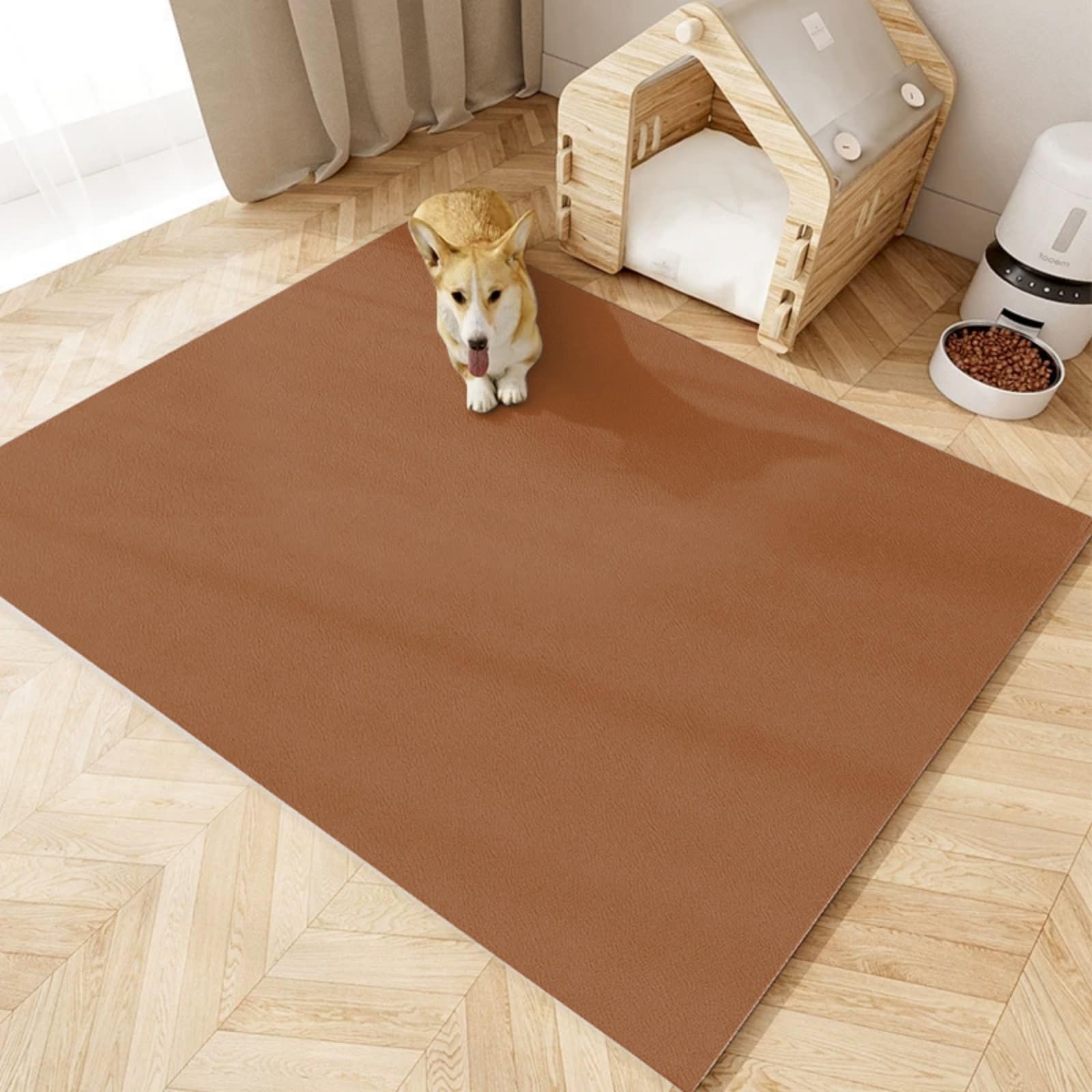 Waterproof Pet Mat 40-200cm, Urine-Proof Dog Playpen Floor Mat, 5mm Thick Wipeable Cat Litter Trapper, Puppy Training Pad, Cuttable Feeding Mat for Cats Dogs (I,50 * 80CM)