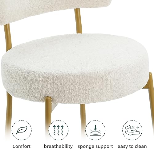 Miniatura 3 de White - Juego de 3 taburetes de bar modernos de 24 pulgadas con respaldo, taburetes de bar tapizados con patas doradas para isla de cocina, bar,