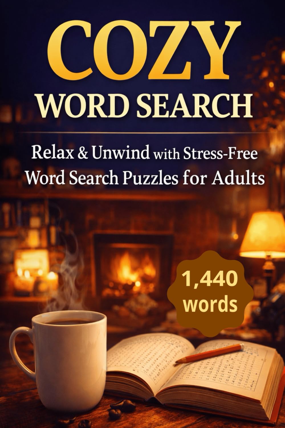 COZY WORD SEARCH: Relax & Unwind with Stress-Free Word Search Puzzles for Adults Large Print • Cozy Themes • 1,440 Words Total 104 Pages Size 6 x 9 inches