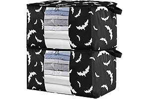 Halloween Bat Clothes Storage Bag: Foldable Closet Organizer for Bedding and Blankets