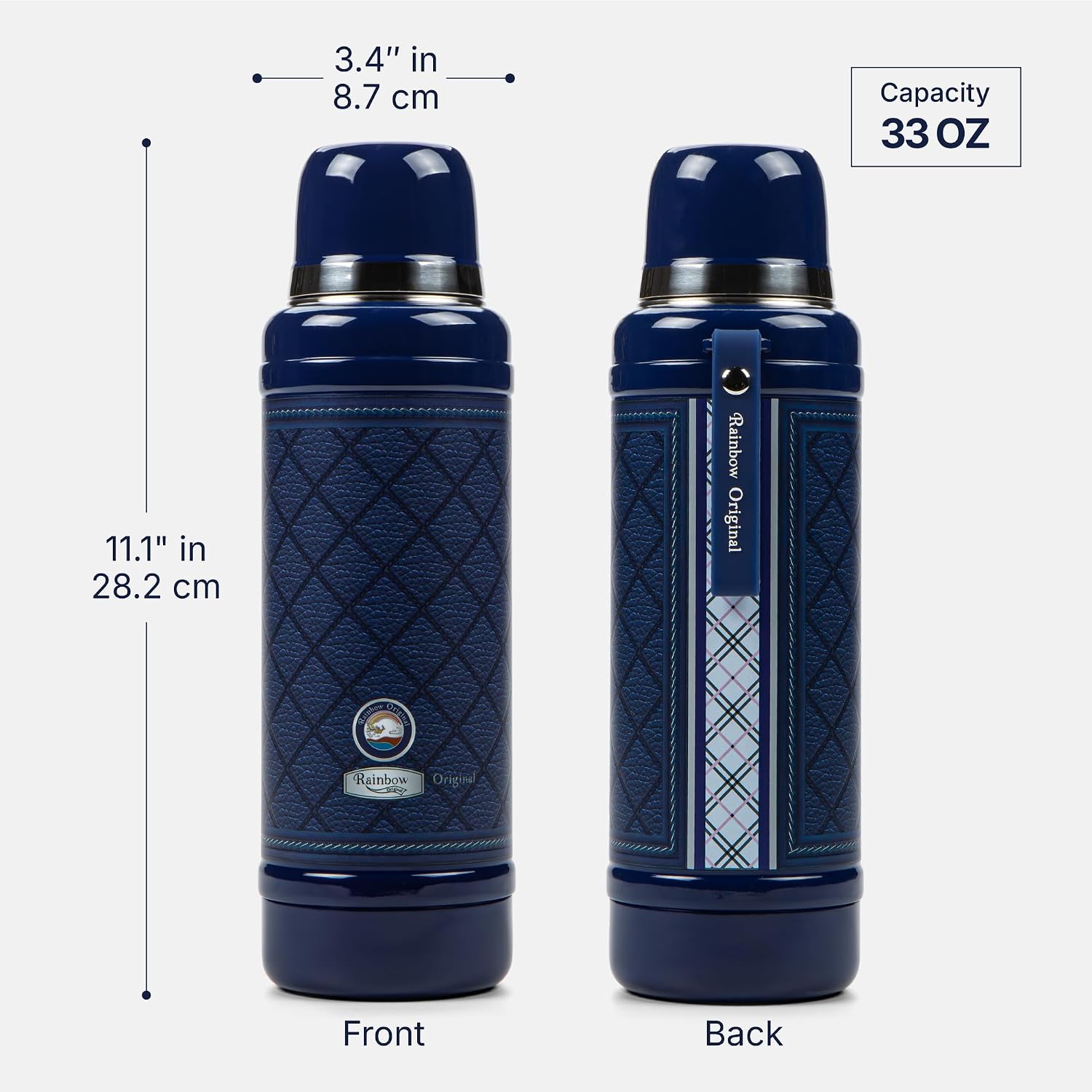 Rainbow Original 33oz Travel Tumbler,Steel Water Bottle, Insulated Bottles, Ideal for Sports, Outdoors, Camping, Travel and Everyday Use (Queen - Blue)