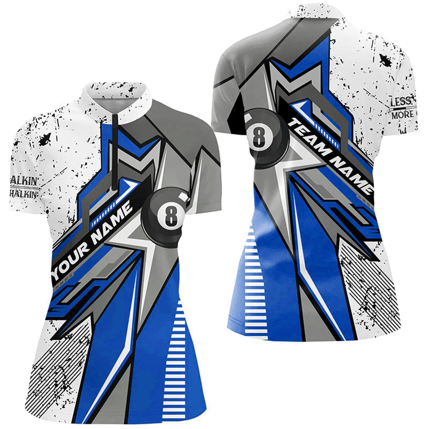 Personalized Red White Grunge 8 Ball Pool Quarter Zip Shirts for Women Custom Billiard Team Shirts V1131