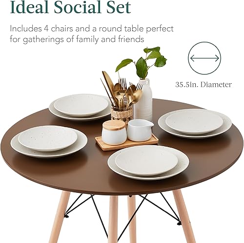Miniatura 4 de Best Choice Products Juego de Comedor de 5 Piezas, Juego Compacto de Mesa y Sillas de Estilo Moderno de Mediados del Siglo para el Hogar