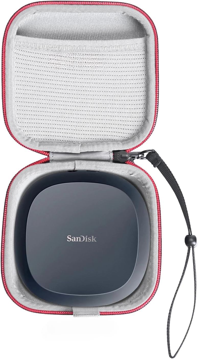 Storage Bag for SanDisk Desk Drive External SSD, Shockproof Travel Organizer Storage Case with Handstrap for SanDisk Desk Drive External SSD (Black)-image-46