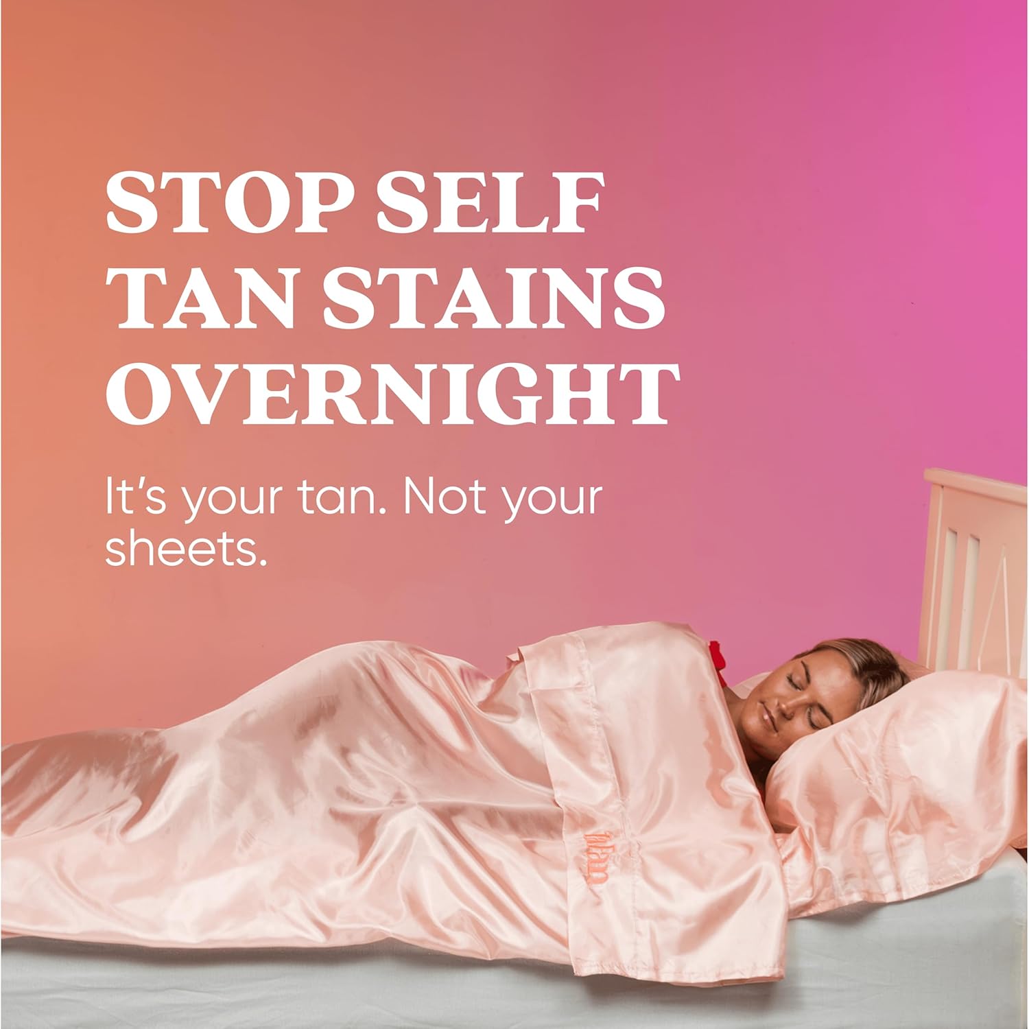 Tan Fan Self Tan Sleep Sac - Protects Sheets from Fake Tan Stains - No Tanner Transfer, Rub Off, Absorption Guaranteed - Cool Silky Lightweight Bed Protector Sack. Large Roomy w Foot Openings (Pink)