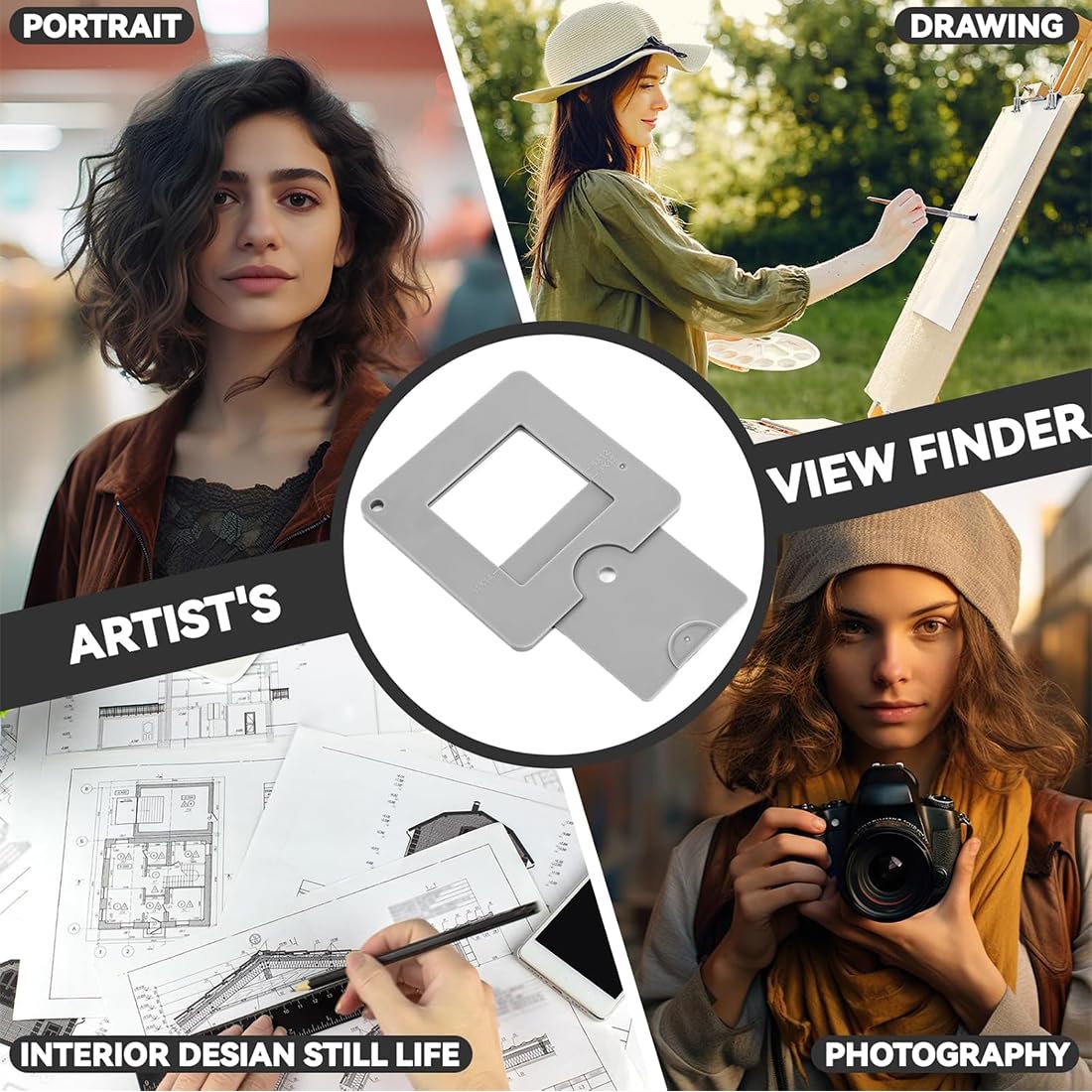 SURALIN 1er-Pack Sucher mit Schiebemechanismus, tragbarer, verstellbarer Sucher, farbisolierter Sucher für Fotografie, Malerei