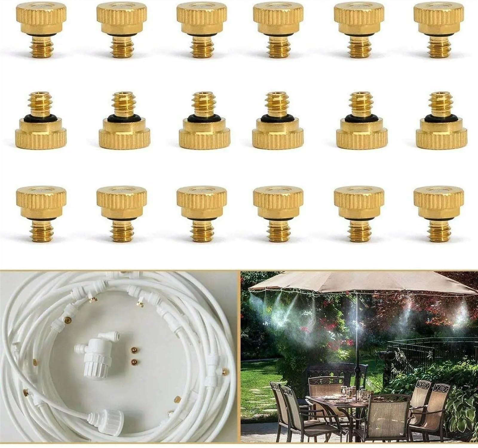 Brass Mister Nozzles 20Pcs Brass Misting Nozzles Water Sprinkle Cooling System Garden Tool 0.3mm