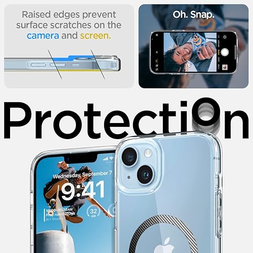 Vista 91 de Spigen Funda para iPhone 15 Pro, ultra híbrida MagFit [antiamarilleo] [compatible con Magsafe] - Fibra de carbono