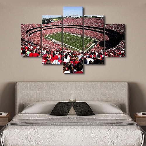 Vista 198 de Cuadros de estadios deportivos de fútbol americano de Minnesota, cuadros de vikingos, 5 paneles, lienzo para pared, arte de pared del estadio