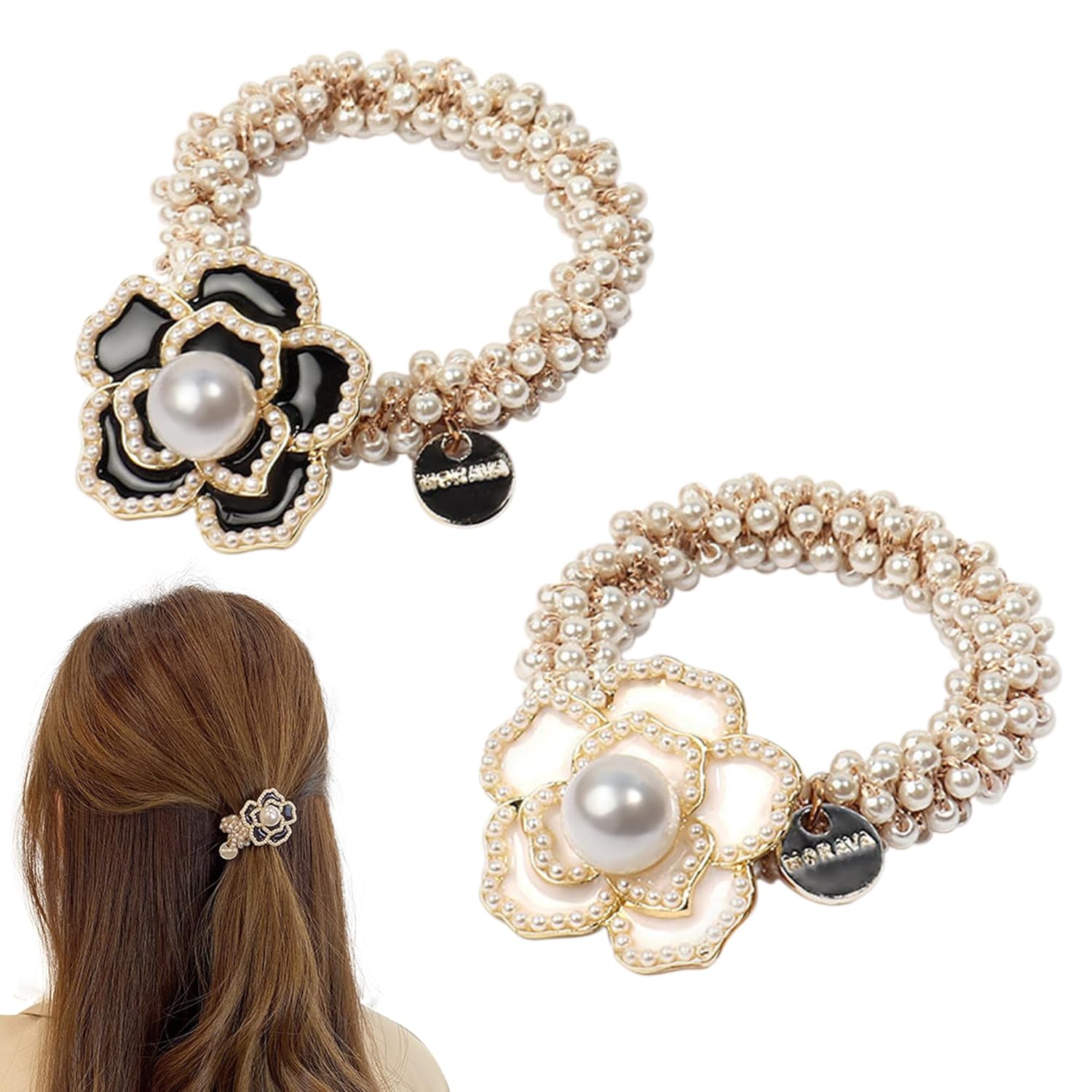 Amazon.com : AEGYPIUS Hair Ties with Bead, 2 Pcs Beaded Hair Ties with ...