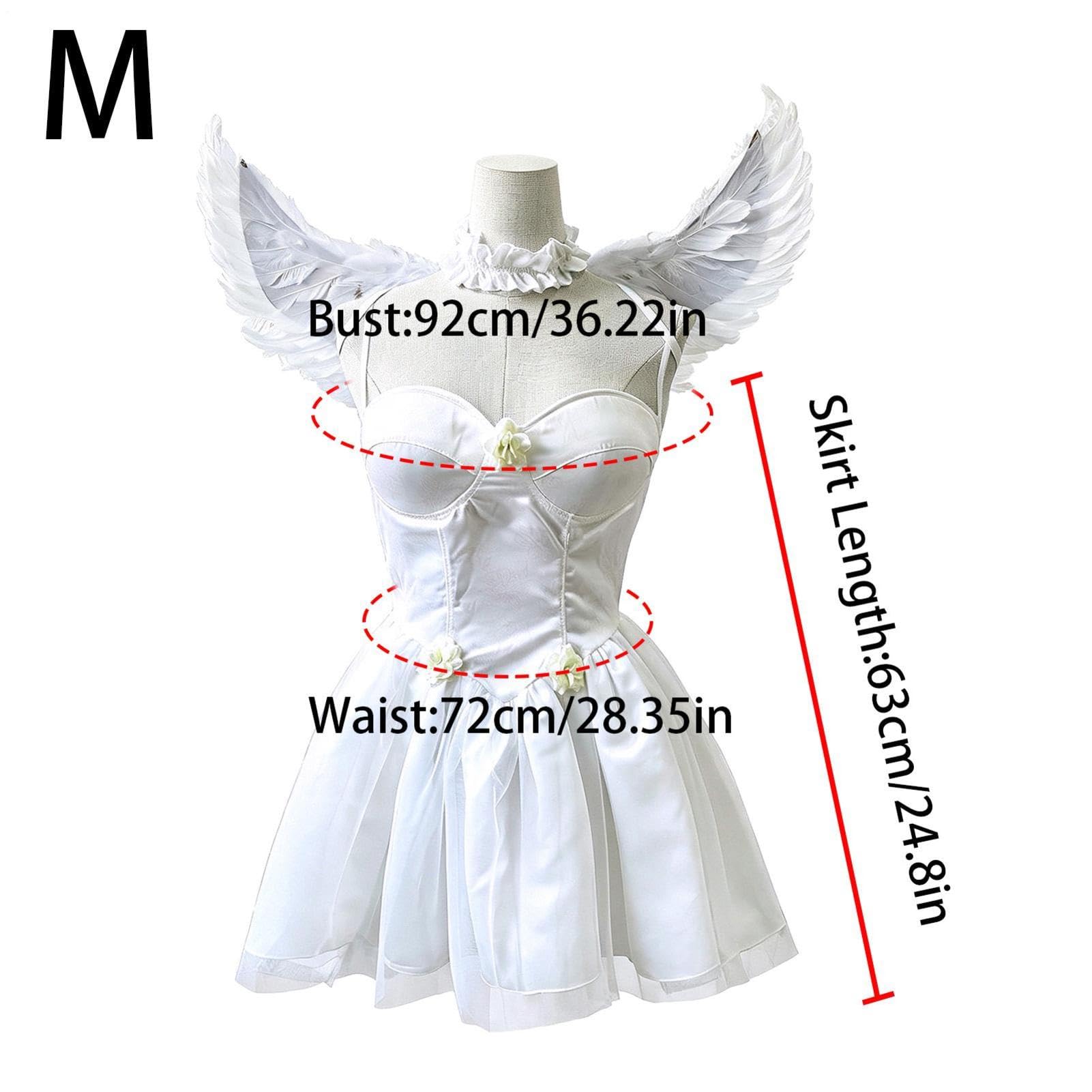 Generisch Cosplay Engel Damen Halloween Cosplay weiße Beung mit Handschuhen