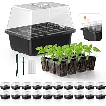 Seed Starter Tray, 20PCS Seed Starter Kit, Seedling Starter Trays with Heightened Lids for Seed Staring, Indoor Gardening Plant Germination Trays 12 Cells per Tray Black