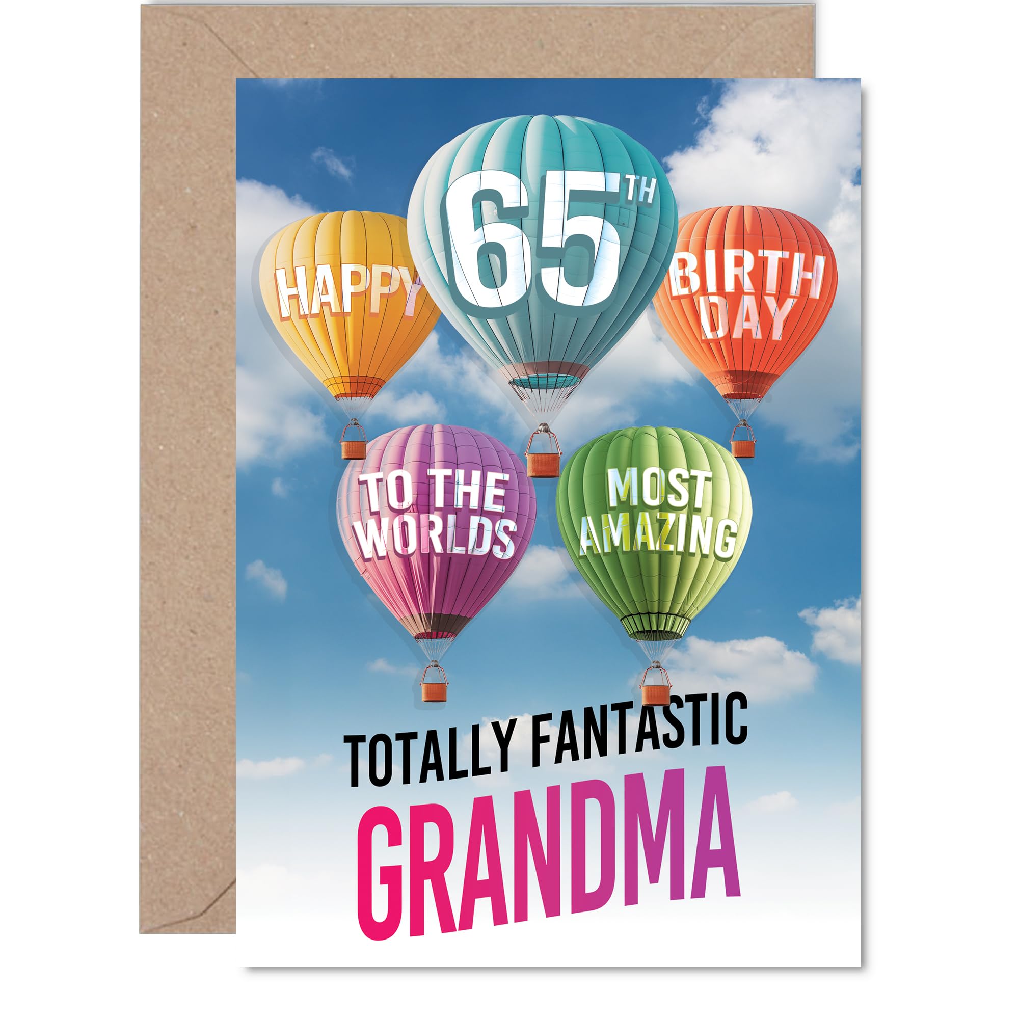 Grandma 65th Birthday Card, Most Amazing Hot Air Balloon
