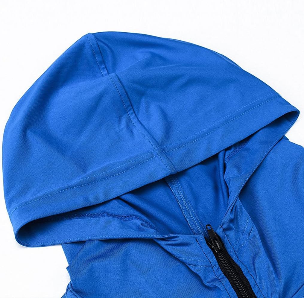 Men's Quick-Dry Hoodies Running Sweatshirt Slim Fit Zip Up Fitness Gym T Shirts - Image 3