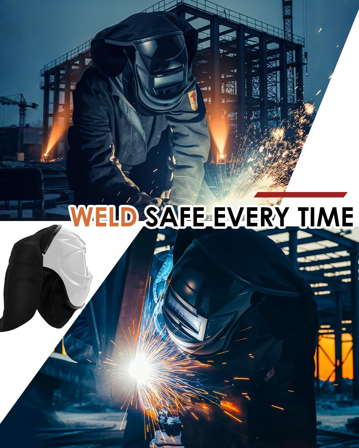 2 Pcs Welding Helmet Cover & Bib Set Press Fit Seal for Neck Protection, Compatible with Most Welding Helmets, Welding Hood Accessories