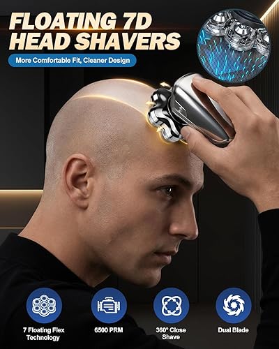 Miniatura 2 de Afeitadoras de cabeza para hombres calvos, afeitadora eléctrica con cabeza desmontable para hombres, afeitadora de cuerpo impermeable para cabeza