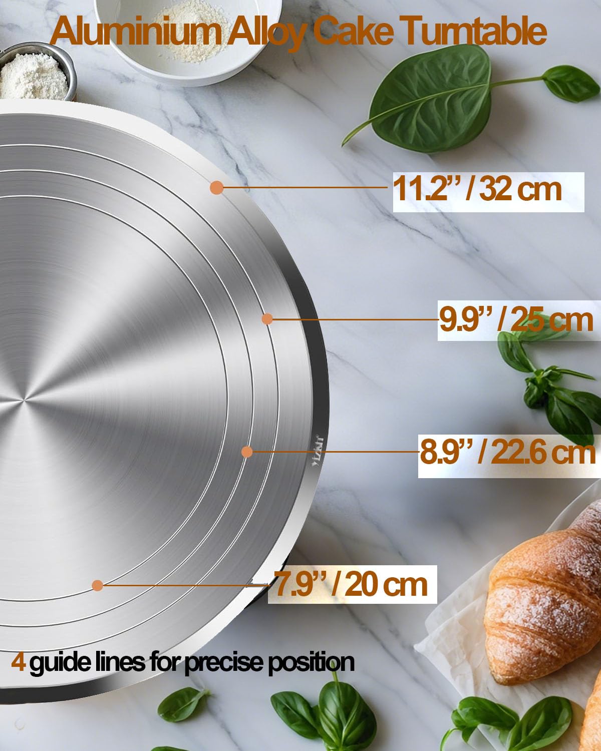 Yizish Tortenplatte Drehbar Aluminiumlegierung, 12-Zoll-Tortenständer Kuchen Drehteller zum Backen, Kuchen dekorieren, Gebäck