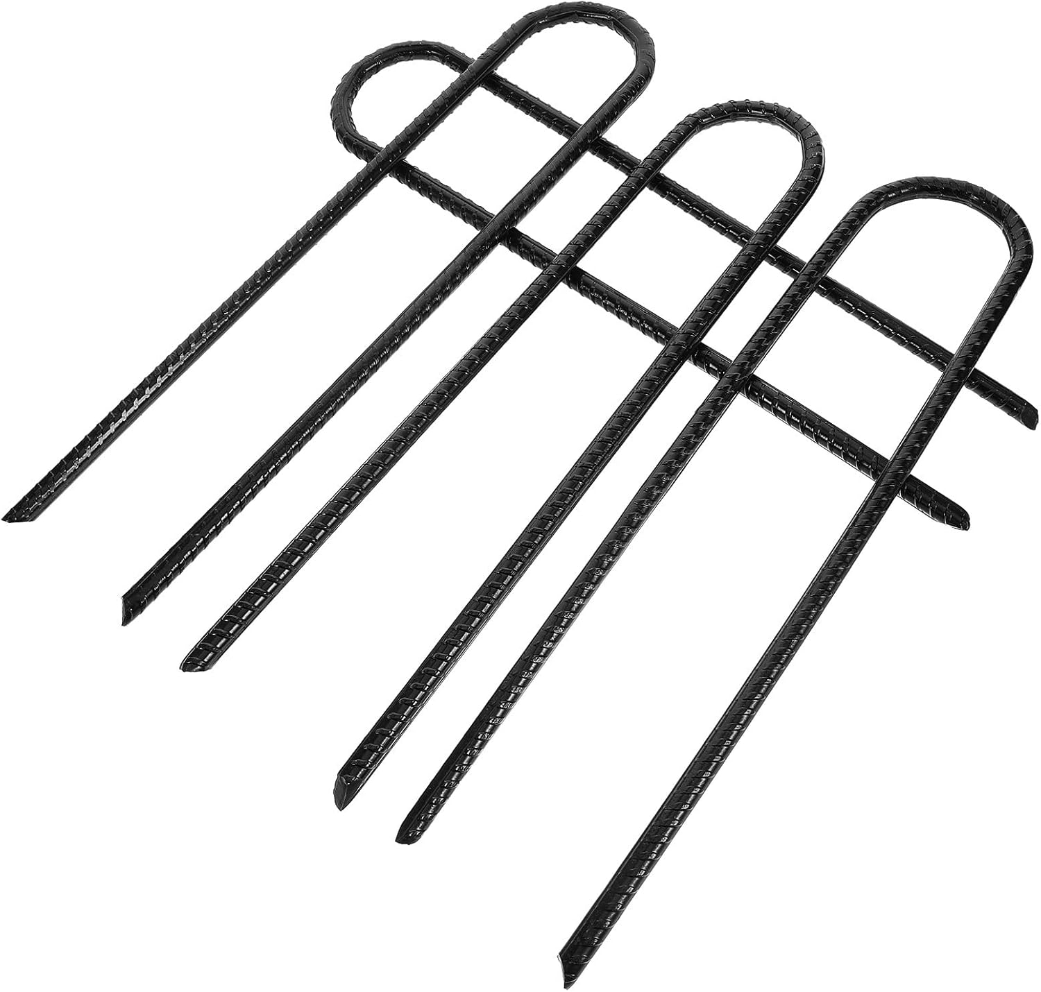 HEMOTON 4pcs Heavy Duty U-Shaped Steel Landscape Stakes Tent Ground Anchors for Camping Outdoor Canopy Stabilizing Trampoline Wind Stakes with Paper Box Packaging