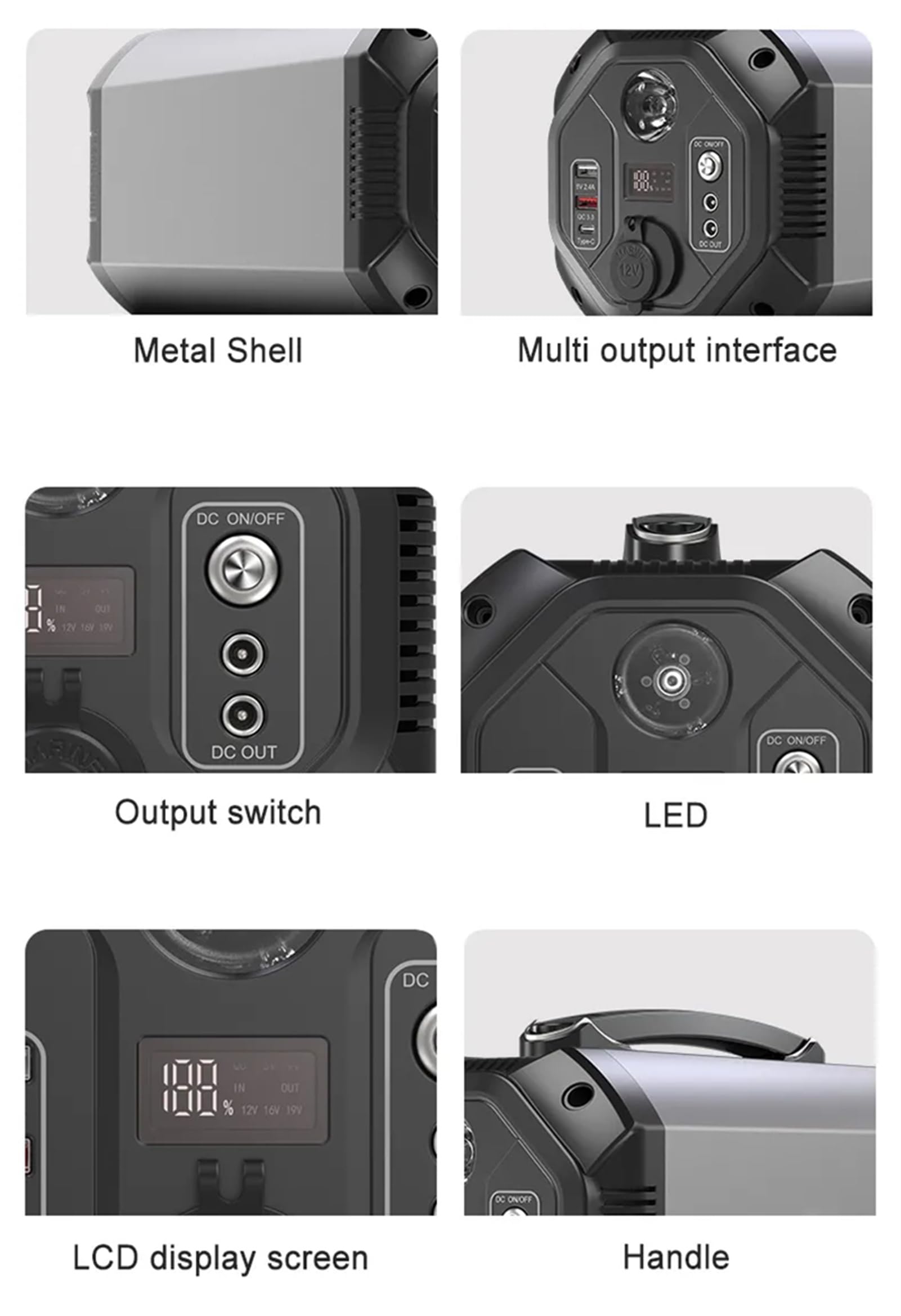 Estación de energía portátil de 500 W, generador de 444 Wh/120 000 mAh, batería de Litio de Respaldo, Onda sinusoidal Pura, generador Solar para Acampar al Aire Libre