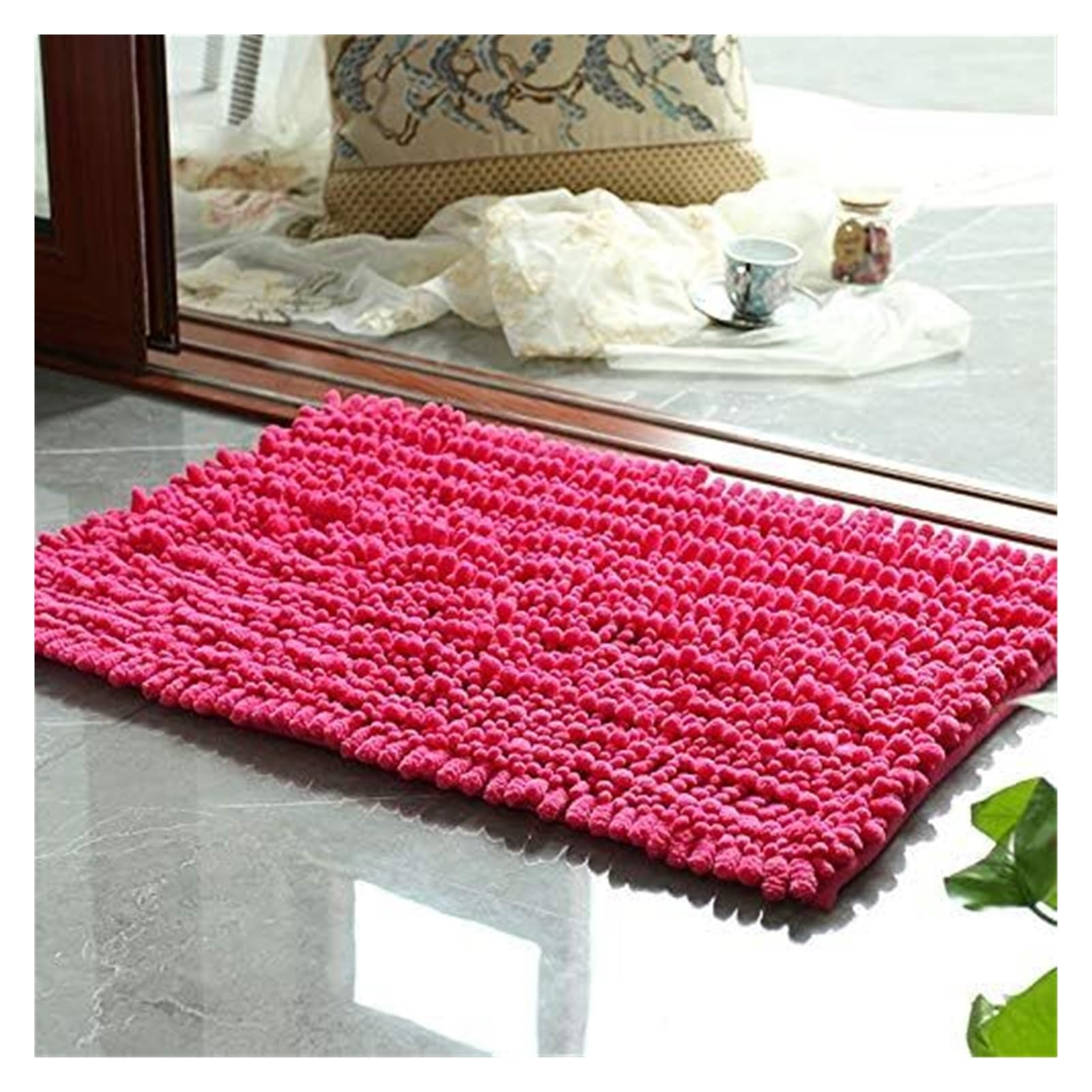 Tapis de bain rose 50x80 cm idéal pour une ambiance de douche cosy