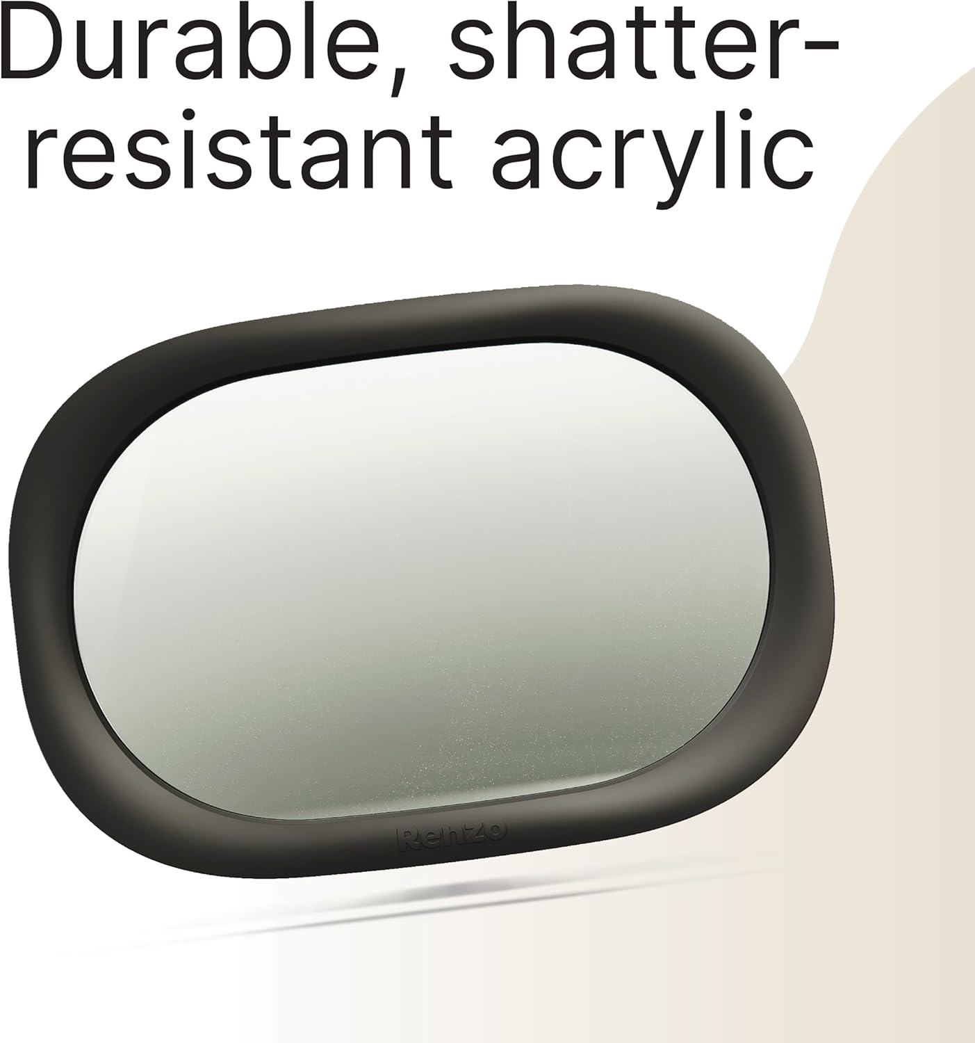 Renzo Baby Car Mirror - Rear Facing Car Seat Mirror for Infants - Extra Large, Shatter-Resistant, 360° Adjustable, Tool-Free Installation - Fits Most Cars, SUVs & Trucks (Midnight Black)