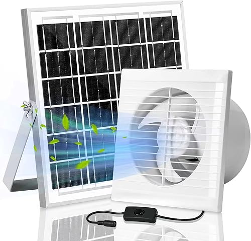 blessny Ventilador de exhuast alimentado por energía solar panel solar de 10 W ventilador de ventilación de exhuast de 6 pulgadas de alta velocidad