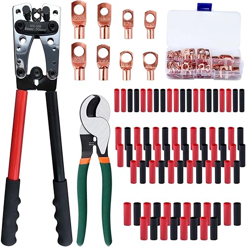 LEONTOOL Batteriekabel-Crimper-Werkzeug-Set für AWG 8-1/0 Elektroanschluss, robu
