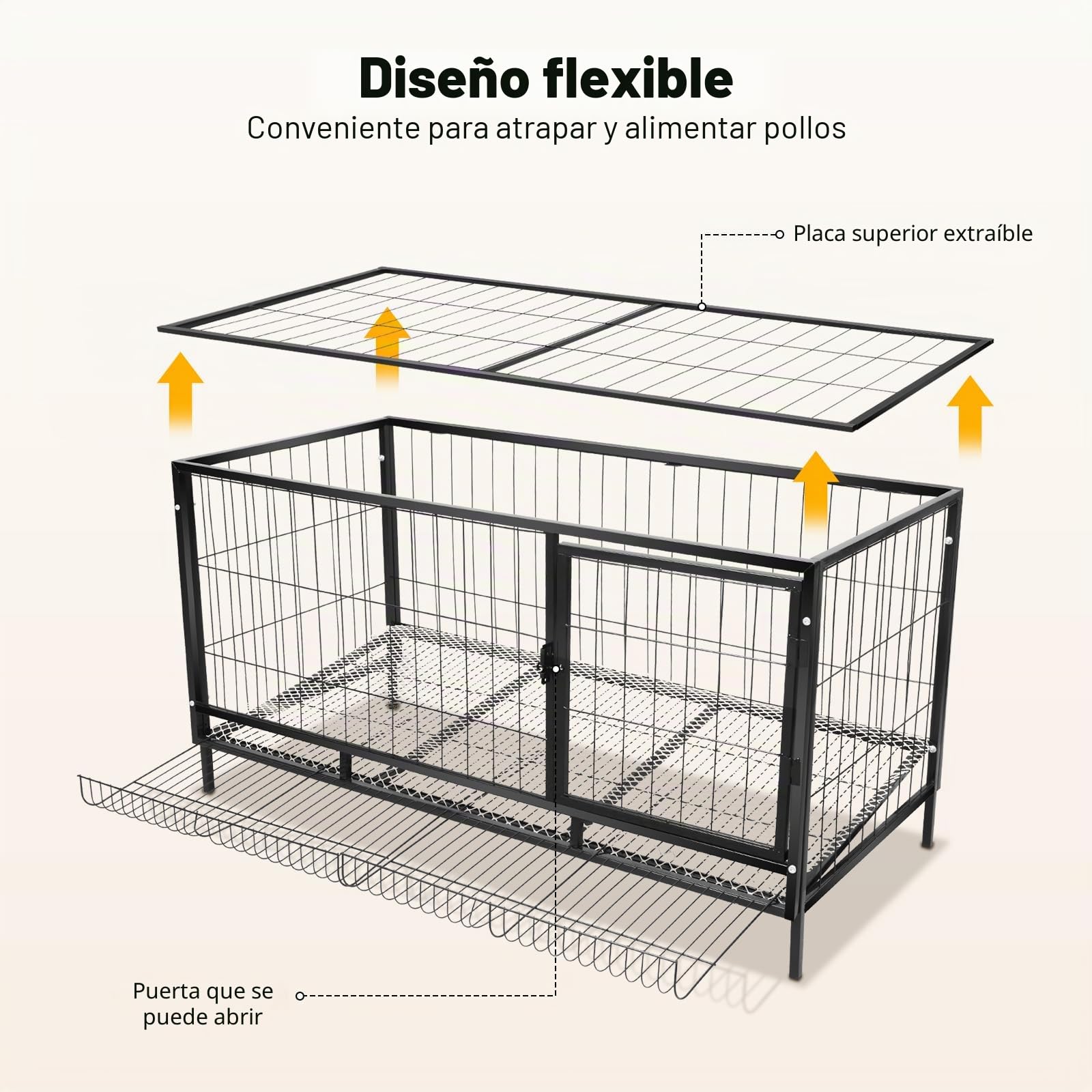 Gallinero para 10 gallinas, jaula exterior de hierro con pajarera abierta y desmontable, todo en uno, gallinero con corral, jaula de gallinas con nido, 120 * 58 * 62 cm
