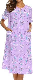 House Dress for Women with Pockets Button Down Duster Housecoat Short Sleeve Mumu Nightgown S-XXXL - Buy now