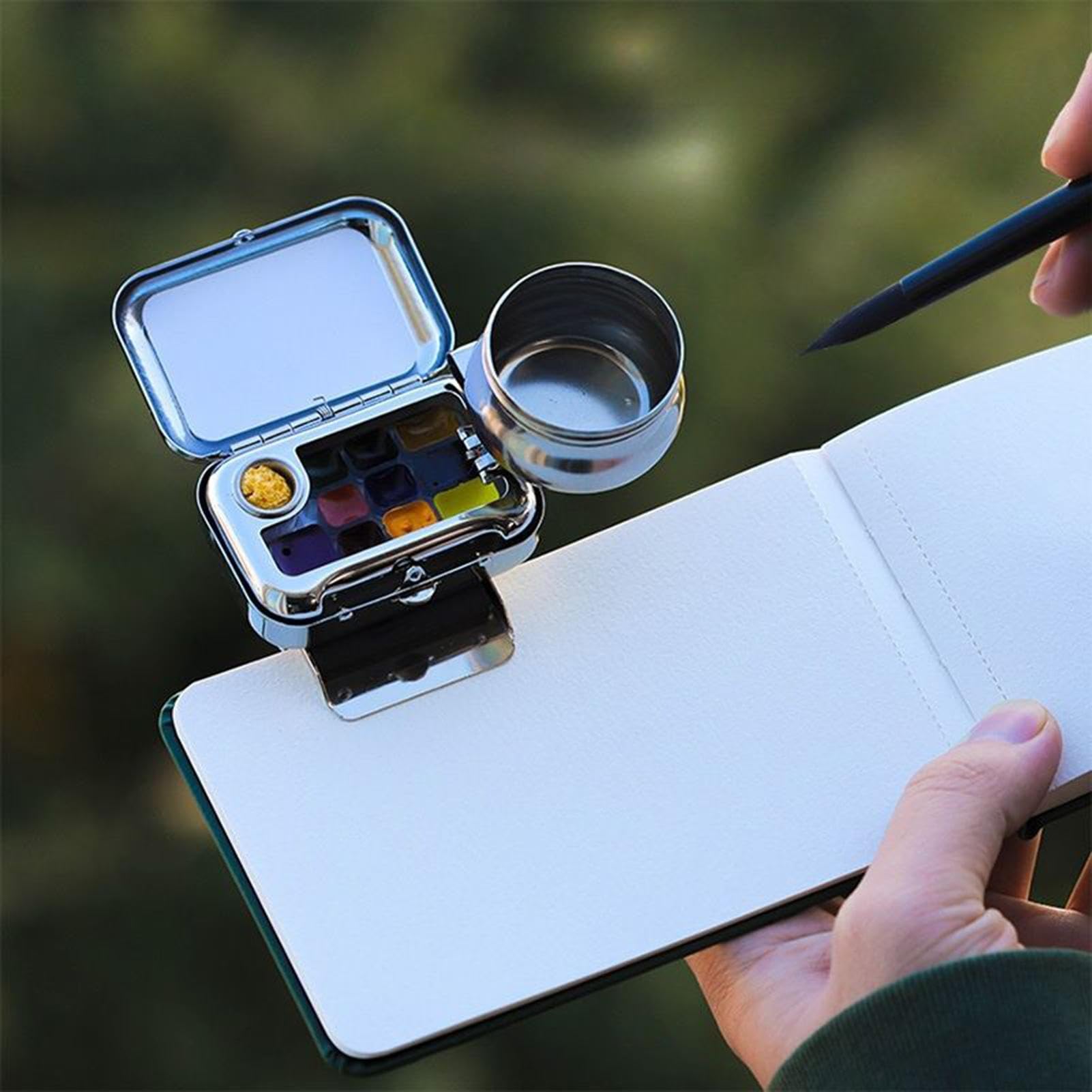 Mini palette de peinture | Plateau aquarelle 10 grilles avec clip