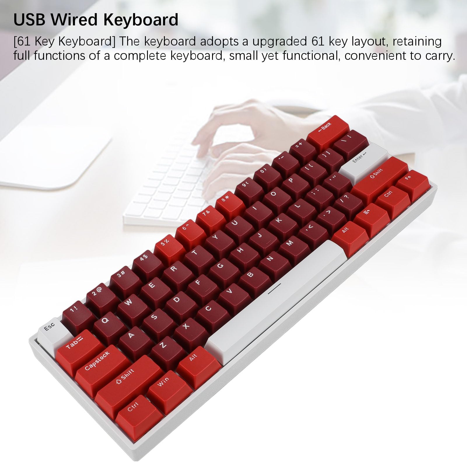 Klawiatura Mechaniczna z 61 Klawiszami, Podświetleniem RGB i 60% Niebieskim Przełącznikiem dla Użytkowników Systemu 2000 XP ME