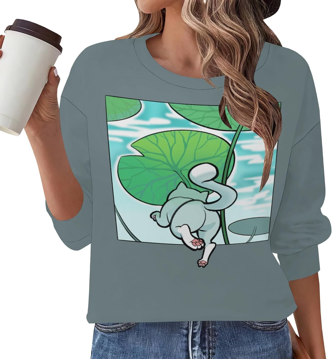 Funny Animals Graphic Women'S Crewneck Sweatshirt Long Sleeve Sweatshirt Casual Pullover Fall Fashion Clothes