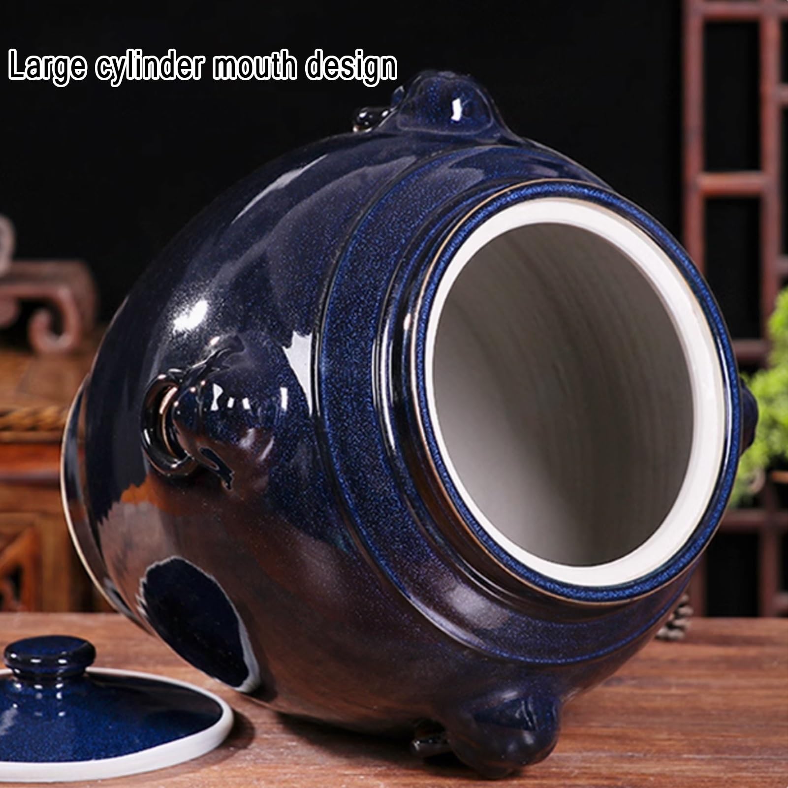 Pojemników na Zywność, chiński Ceramiczne Wiadro do Ryżu, Hermetyczne Pojemniki, Retro pudełko do Przechowywania Ryżu, Dozownik Ziarna, Pojemnik na Płatki Owsiane(25KG)