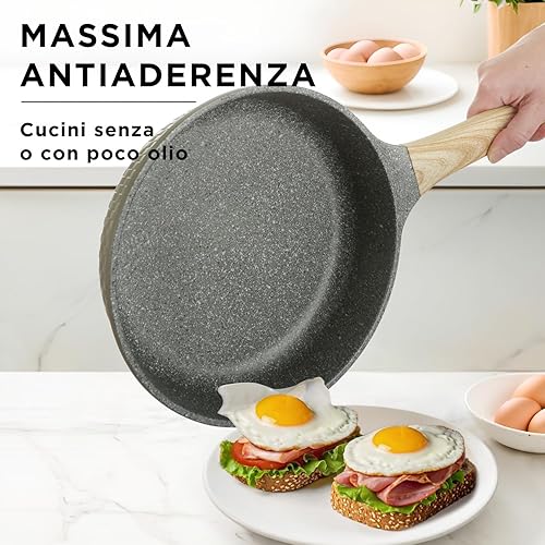 Miniatura 3 de Bambù - Juego de utensilios de cocina, ollas y sartenes de aluminio fundido a presión, sartenes y cazuelas antiadherentes, seguro para inducción,
