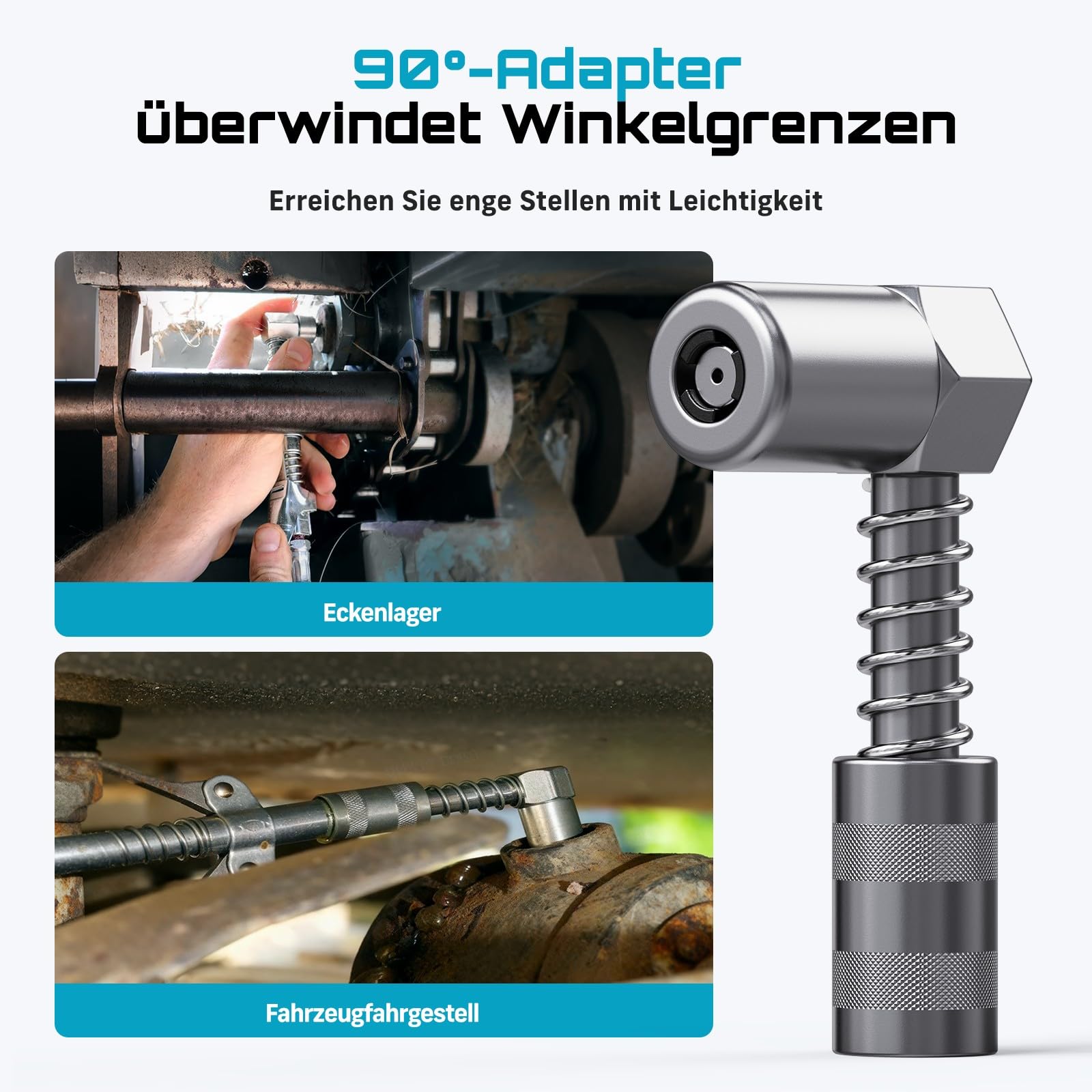 Seesii Akku Fettpresse Set: 10000 PSI Hochleistungs Elektrische Fettpresse mit 4,6 oz/min, 2 Akkus, 39,4" langem Schlauch, 90-Grad-Kupplung und 3 Mundstücks für Schnelleres und Müheloses Schmieren