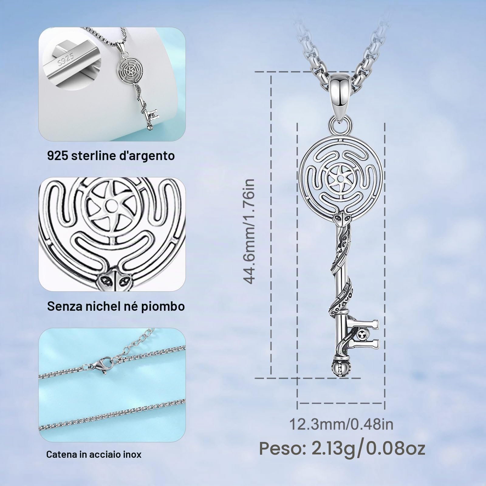 CELESTIA Donna Ciondolo Ecate Collana Portafortuna Dea della Luna Gioielli Wicca Argento 925 Strega Stregoneria Amuleto Esoterismo Regalo Donne