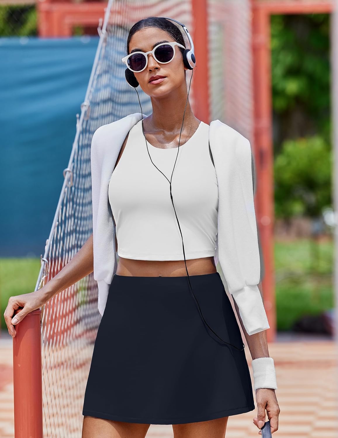 PINSPARK Women Tennis Skirts Invisible Elastic Waist Golf Skort with 2 Pockets Stretchy Athletic Skirt for Pickleball Workout - Image 5