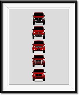 Mercedes-Benz G-Class Generations Inspired Poster Print Wall Art Handmade Decor of the History and Evolution of the G-Wagen (Unframed)