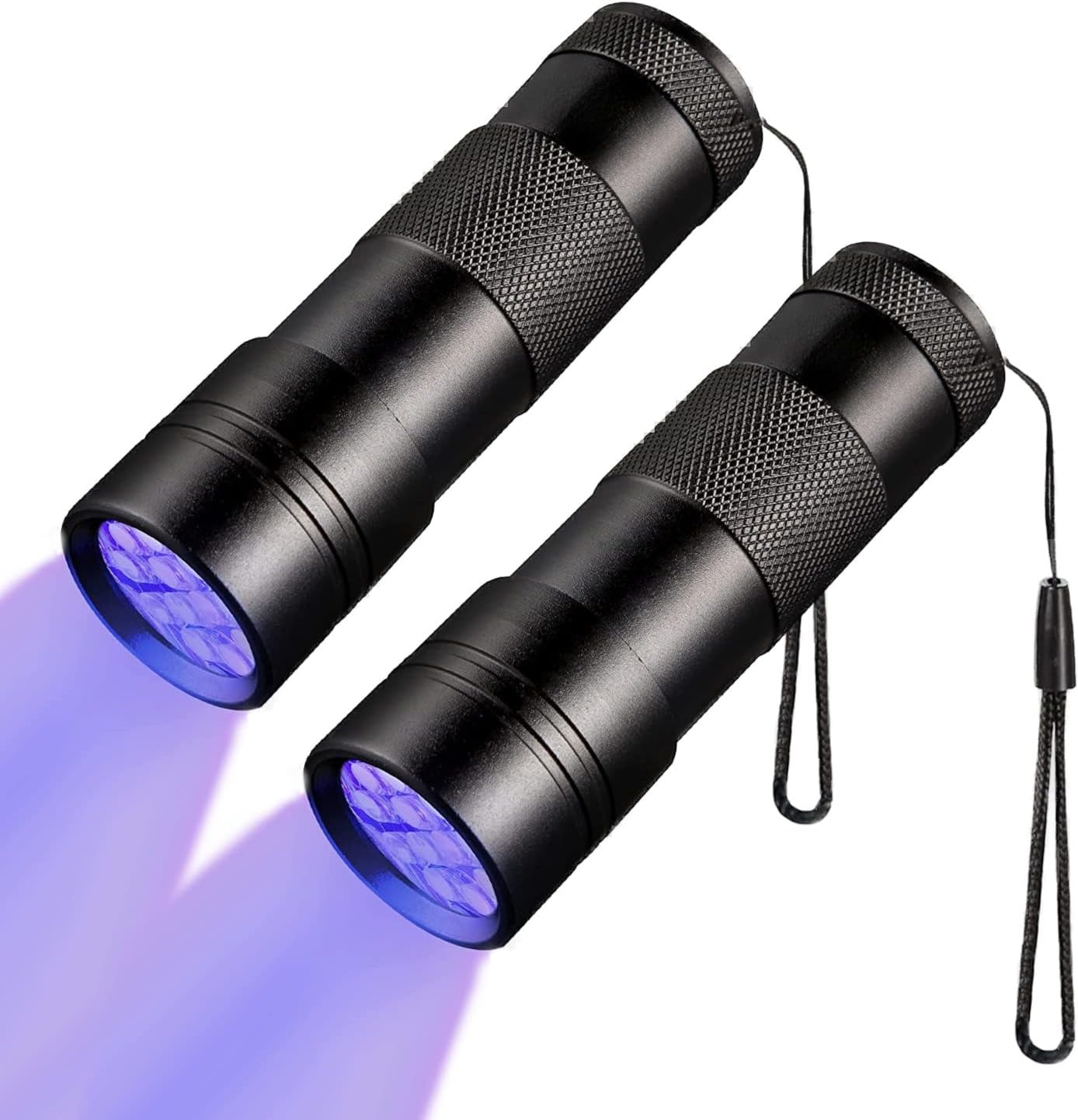 JacobsParts UV Flashlight Black Light, Handheld Inspection Blacklight 12 Led 395nm Mini Light Torch for Dog Pet Urine Stains, Bed Bugs Detector and Scorpions (2-Pack)