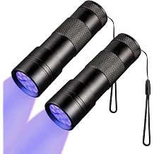 JacobsParts UV Flashlight Black Light, Handheld Inspection Blacklight 12 Led 395nm Mini Light Torch for Dog Pet Urine Stains, Bed Bugs Detector and Scorpions 2-Pack