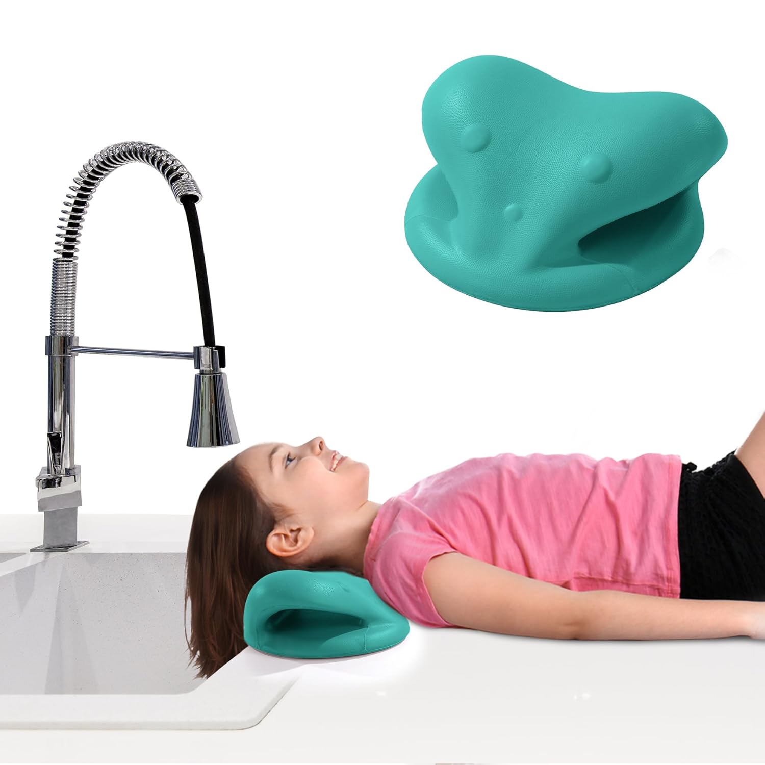 MABOZOO Hair Washing Station for Kids, Sink Hair Washing Neck Pillow for Kids' Wash Time, Ergonomic Kids Hair Washing Station Shampoo Station for Sink (Green)