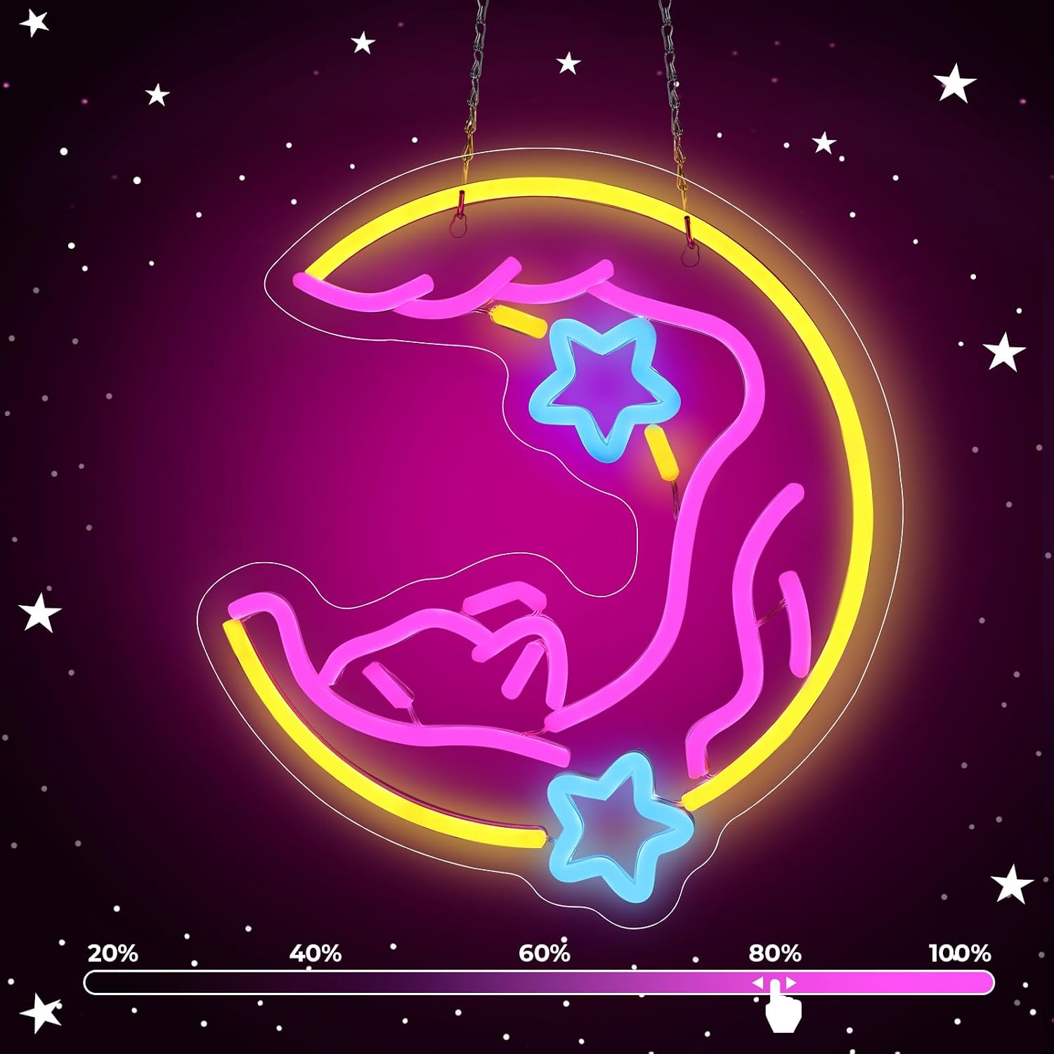 Cat Moon Neon Sign Dimmable,Cute Neon Lights for Wall Decor USB Powered, Pink Neon Cat Sign LED Light Signs for Bedroom Living Room Bar Party Birthday Gift (11.8”x12”)