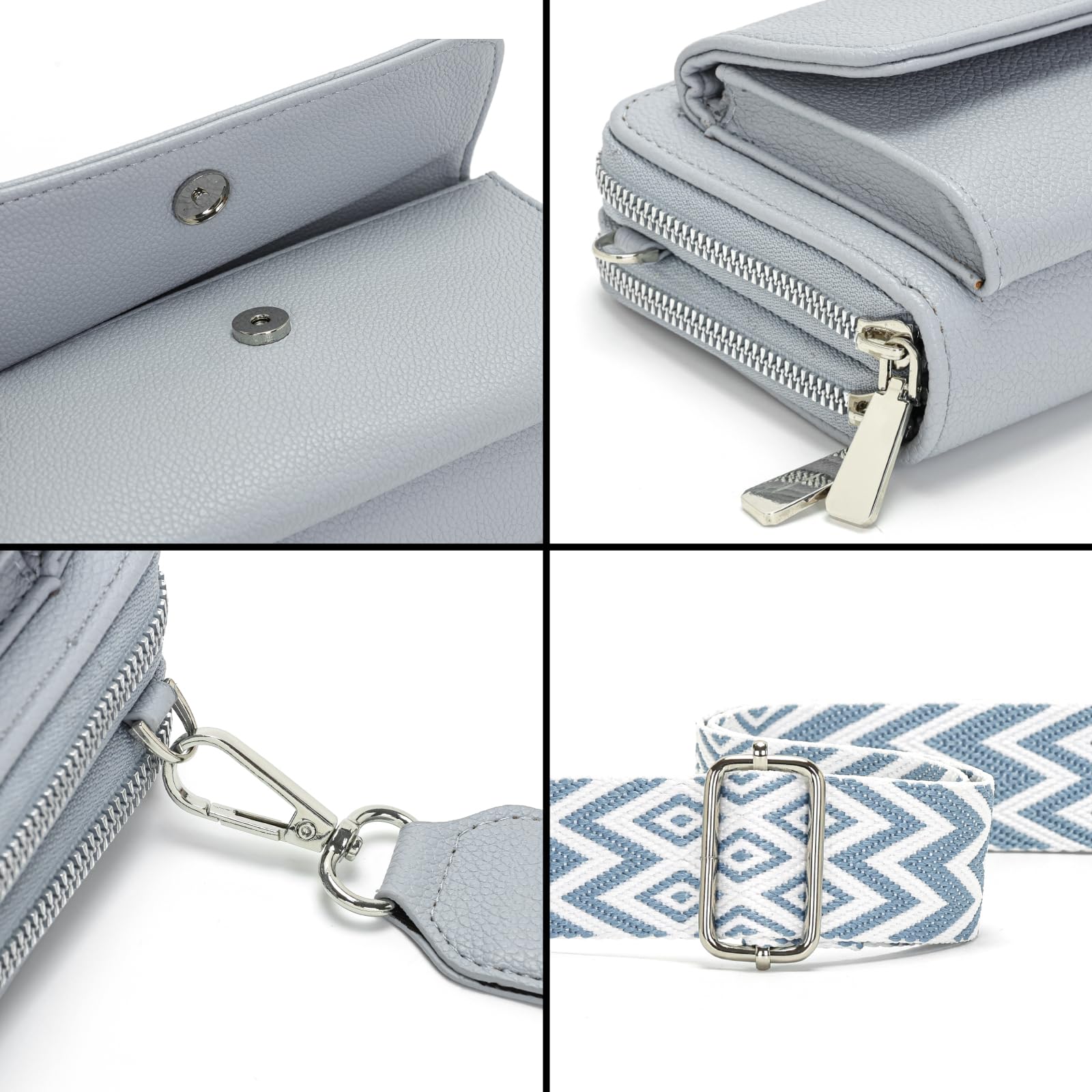 Snmoec bolso para movil mujer bandolera bolso mujer Con bolsillo para monedas y ranura para tarjetas azul claro